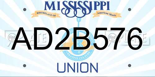 AD2B576 Mississippi License Plate
