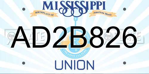 AD2B826 Mississippi License Plate