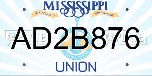 AD2B876 Mississippi License Plate