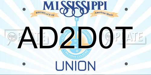 AD2D0T Mississippi License Plate