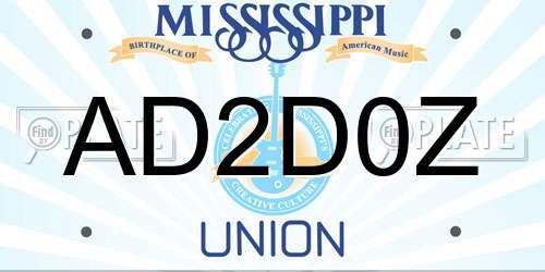 AD2D0Z Mississippi License Plate