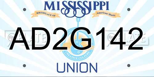 AD2G142 Mississippi License Plate
