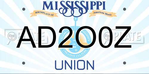 AD2O0Z Mississippi License Plate