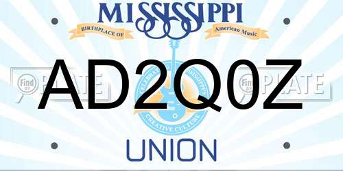 AD2Q0Z Mississippi License Plate