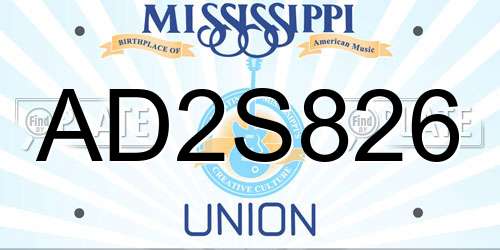 AD2S826 Mississippi License Plate