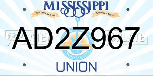 AD2Z967 Mississippi License Plate