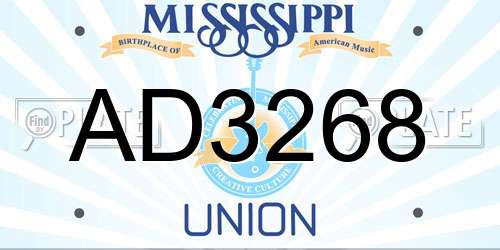 AD3268 Mississippi License Plate