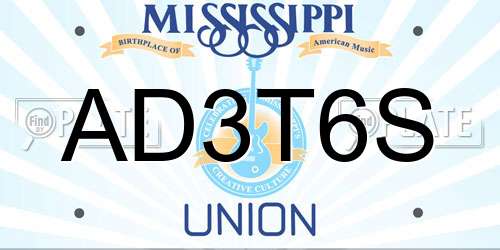 AD3T6S Mississippi License Plate