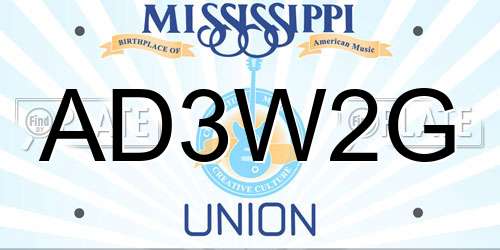AD3W2G Mississippi License Plate