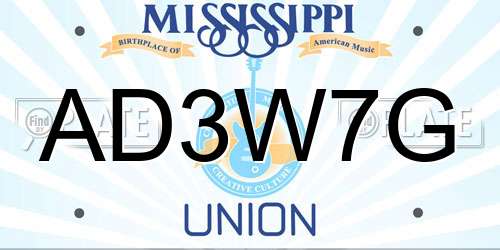 AD3W7G Mississippi License Plate