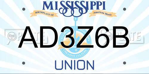 AD3Z6B Mississippi License Plate