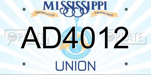 AD4012 Mississippi License Plate