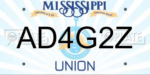 AD4G2Z Mississippi License Plate