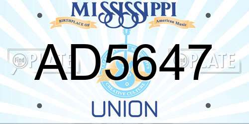 AD5647 Mississippi License Plate