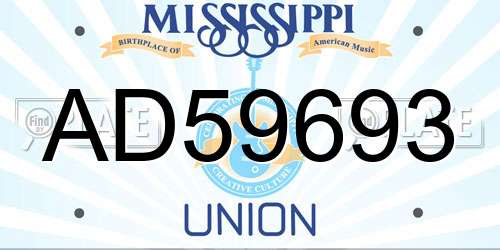 AD59693 Mississippi License Plate