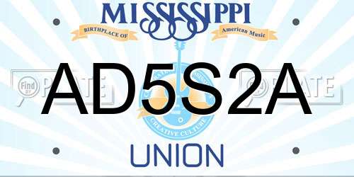 AD5S2A Mississippi License Plate