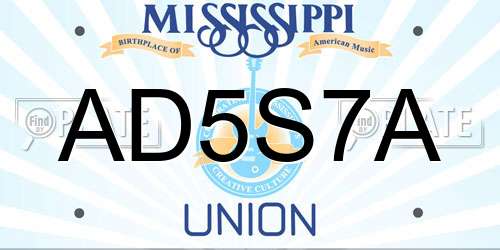 AD5S7A Mississippi License Plate