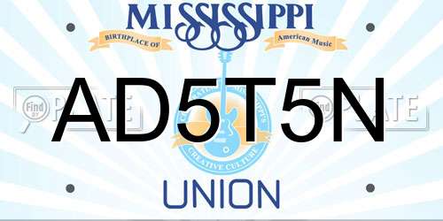 AD5T5N Mississippi License Plate