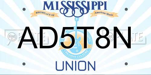 AD5T8N Mississippi License Plate
