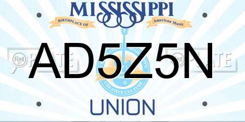 AD5Z5N Mississippi License Plate