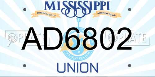 AD6802 Mississippi License Plate