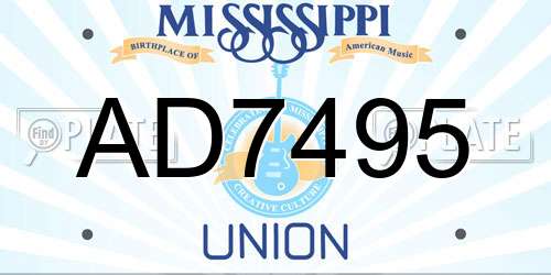 AD7495 Mississippi License Plate