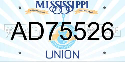 AD75526 Mississippi License Plate