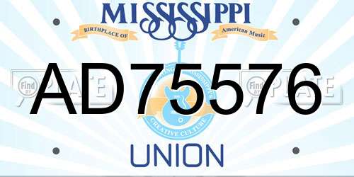 AD75576 Mississippi License Plate