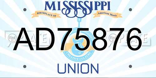 AD75876 Mississippi License Plate