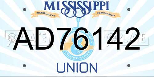 AD76142 Mississippi License Plate