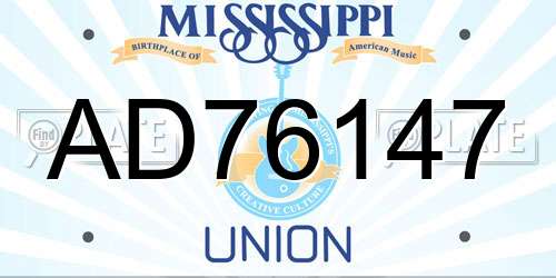 AD76147 Mississippi License Plate