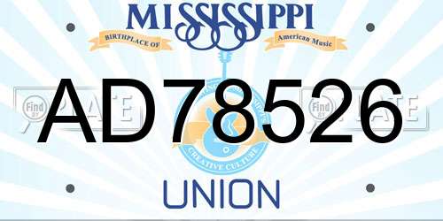 AD78526 Mississippi License Plate