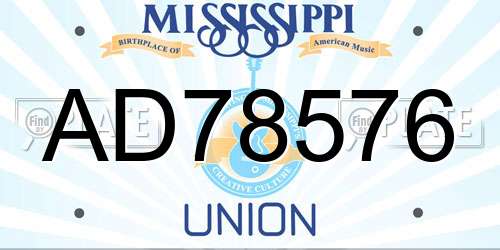 AD78576 Mississippi License Plate