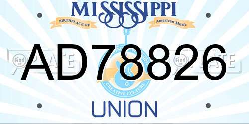 AD78826 Mississippi License Plate