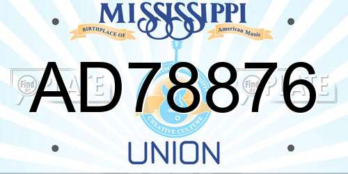 AD78876 Mississippi License Plate