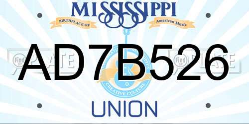 AD7B526 Mississippi License Plate