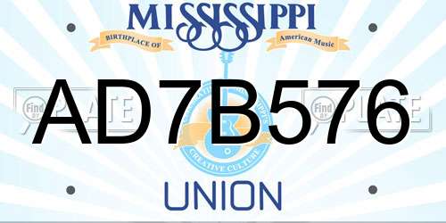 AD7B576 Mississippi License Plate
