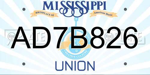 AD7B826 Mississippi License Plate