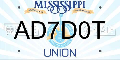 AD7D0T Mississippi License Plate