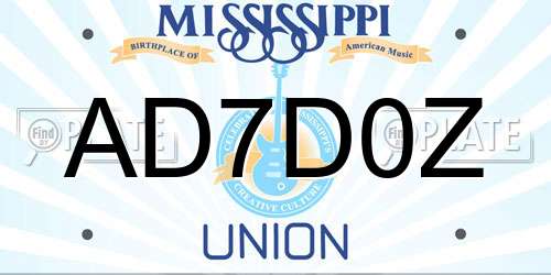 AD7D0Z Mississippi License Plate