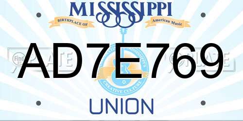 AD7E769 Mississippi License Plate