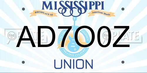 AD7O0Z Mississippi License Plate