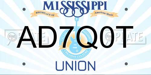 AD7Q0T Mississippi License Plate