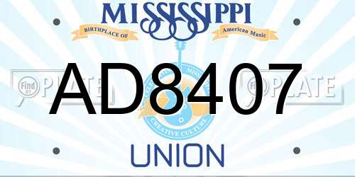 AD8407 Mississippi License Plate