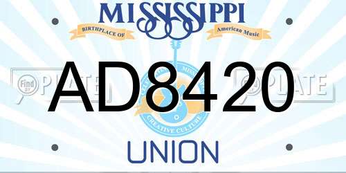 AD8420 Mississippi License Plate