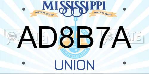 AD8B7A Mississippi License Plate