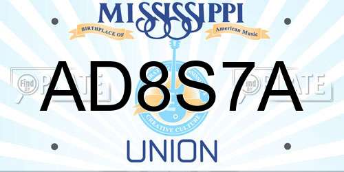 AD8S7A Mississippi License Plate