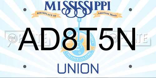 AD8T5N Mississippi License Plate