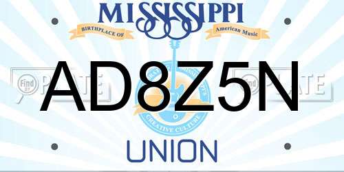 AD8Z5N Mississippi License Plate