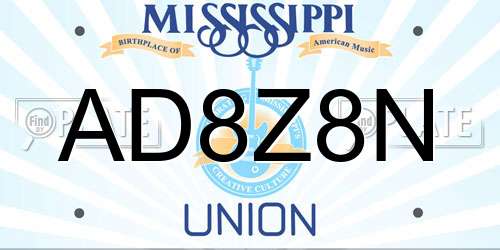 AD8Z8N Mississippi License Plate